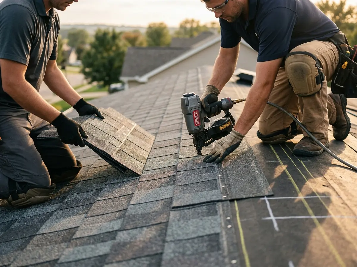 Professional roofer working on a residential roof in Straban